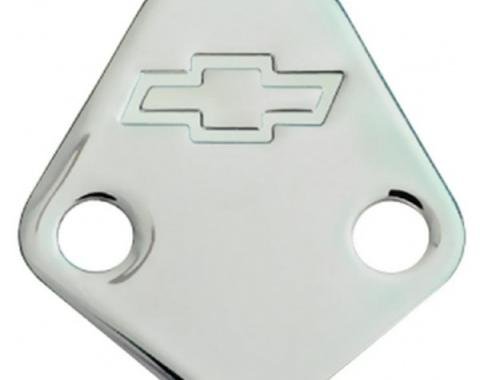 Fuel Pump Blockoff Plate, Big Block, Bowtie, Chrome, Includes Gasket 1967-1969