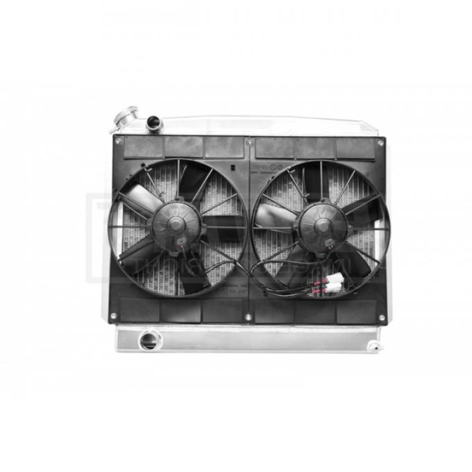 Nova & Chevy II Radiator Module LS Engine With Spal Dual 11'' Fans, Features Passenger Side Inlet, 1962-1967