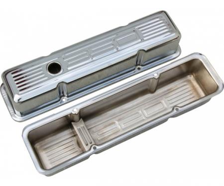 Chevy Small Block Chrome Valve Covers With 350 Logo, Tall, 1958-1986