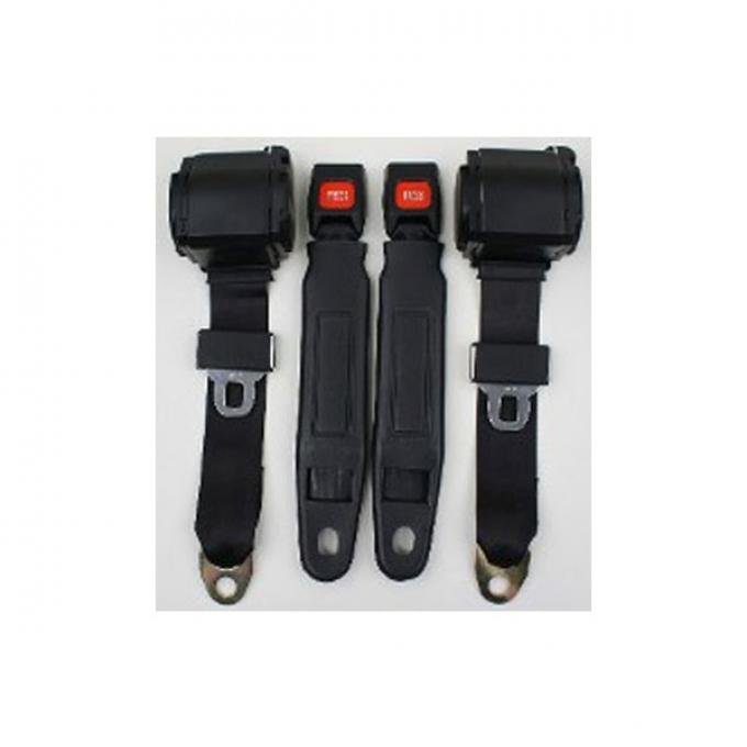 Nova 3-Point Seat Belt With Plastic Push Button, For Bucket Seats Seats, 1964-1975