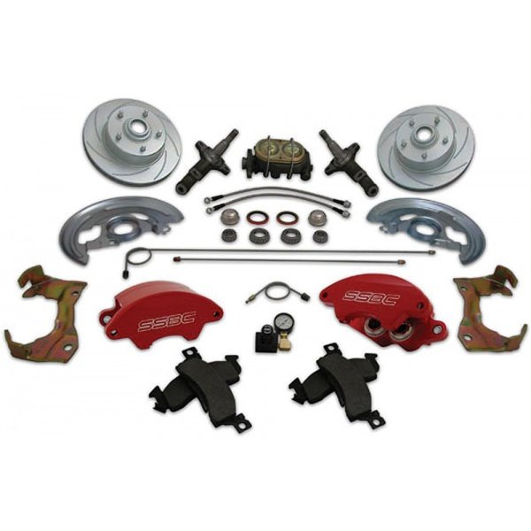 Nova Disc Brake Conversion, Front, 11 Inch, NonPower, DualPiston, Red, 19621967 Classic Nova