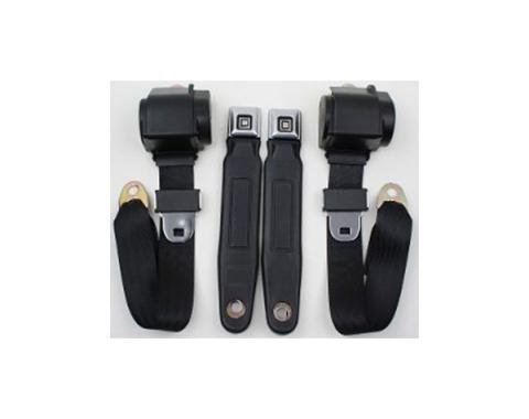 Nova 3-Point Seat Belt With Metal Push Button Buckle For Bucket Seat, 1964-1975