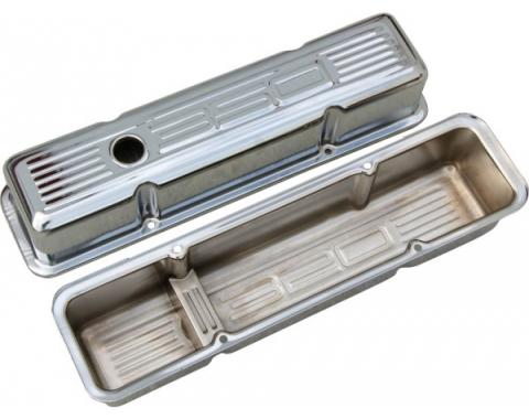 Chevy Small Block Chrome Valve Covers With 350 Logo, Tall, 1958-1986