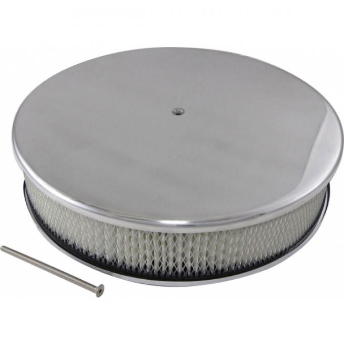 Air Cleaner, Round Smooth Polished Aluminum, 14 X 3