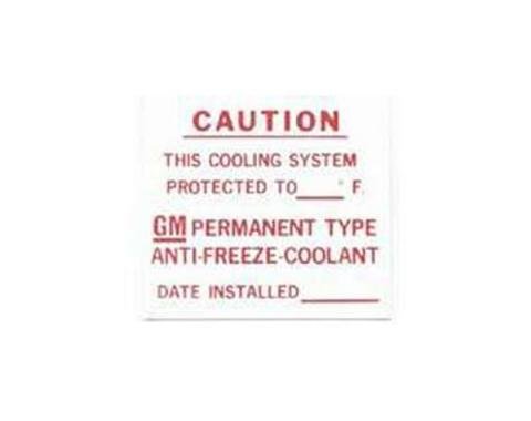Nova Fan Shroud Decal, Dealer Installed Anti-Freeze Coolant, 1962-1964