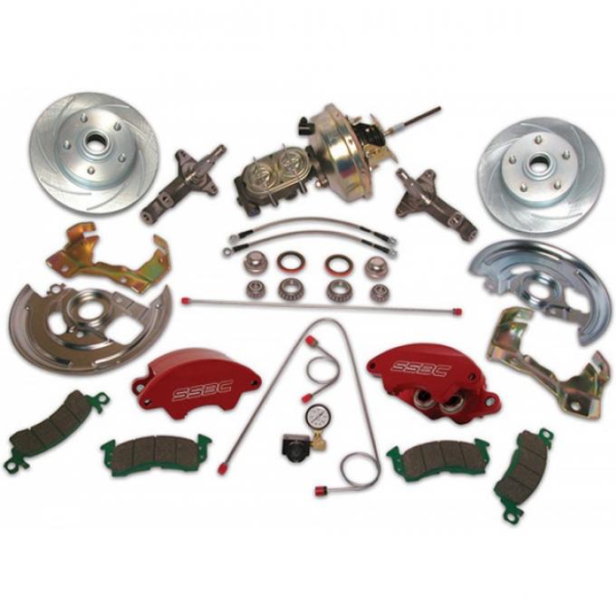 Nova Disc Brake Conversion, Front, 11 Inch, Power, Dual Piston, Red, 1968-1974