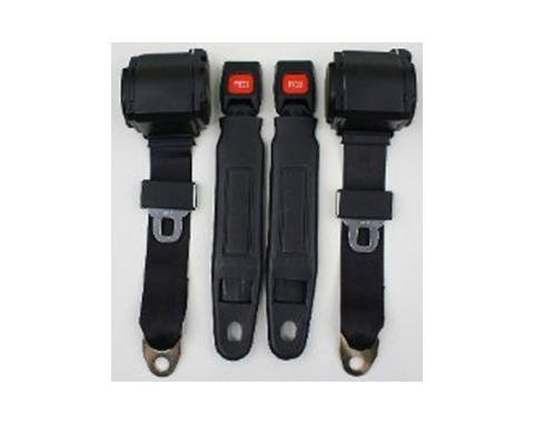 Nova 3-Point Seat Belt With Plastic Push Button, For Bucket Seats Seats, 1964-1975