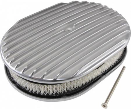 Air Cleaner, Oval Full Finned Polished Aluminum, 12