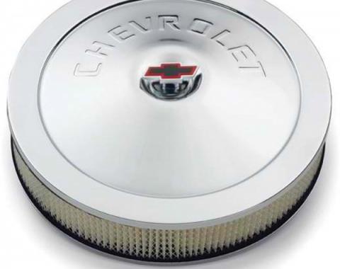 Nova Air Cleaner Assembly, Open Element, 14, Chrome, With Chevrolet Word, 1962-1979
