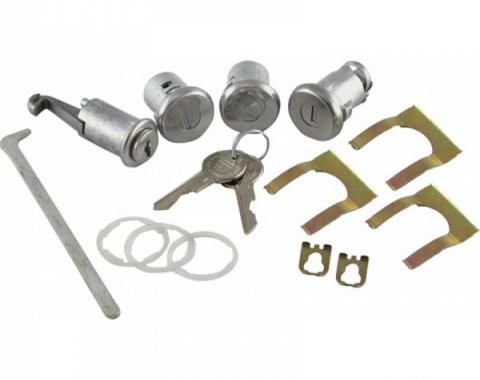 ChevyII-Nova Lock Set, Glovebox, Trunk, Door, With Replacement Style Keys, 1967