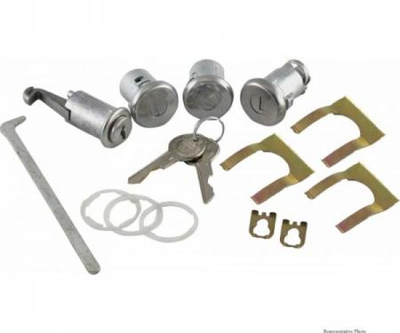 ChevyII-Nova Lock Set, Glovebox, Trunk, Door, With Replacement Style Keys, 1967