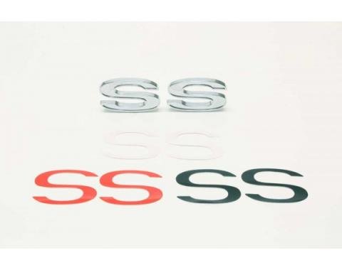 SS Emblem, Chrome With Inserts, Universal