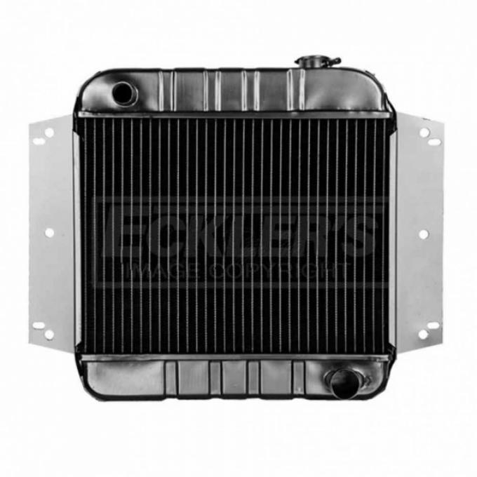 Nova And Chevy II US Radiator, Copper And Brass, Standard Duty, Three Row, 194CI And 230CI L6 Engine And Manual Transmission, Passenger Side Inlet, 1963-1965