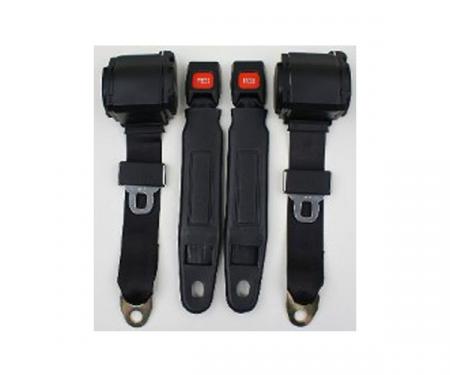 Nova 3-Point Seat Belt With Plastic Push Button, For Bucket Seats Seats, 1964-1975