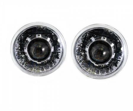 Nova - 7 Inch Round Projector Headlights With 64mm Projector, Chrome, 1962-1979