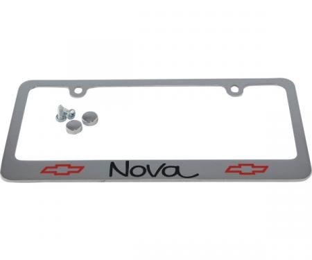 Nova License Plate Frame, 2 Bowties And Nova Script Letters, 1962-1979