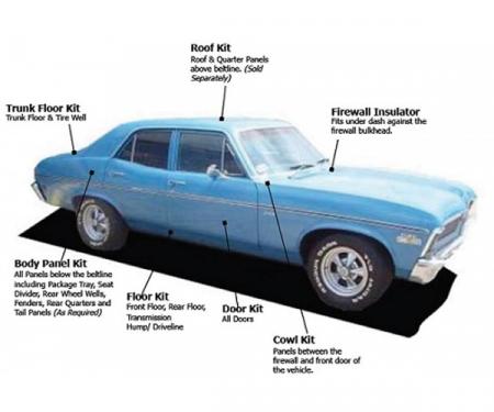 Nova AcoustiShield, Dash & Cowl, 4 Door, 1973-1977