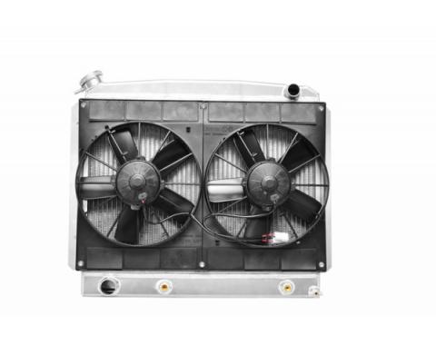 Nova & Chevy II Radiator Module LS Engine With Spal Dual 11'' Fans, Transmission Oil Cooler, 1962-1967