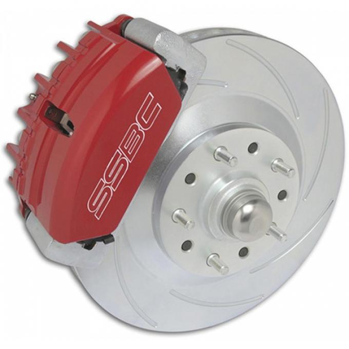 Nova Disc Brake Conversion, Front, 13 Inch, Power, 3 Piston, Red, Includes New 2" Drop Spindles, 1968-1974