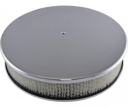Air Cleaner, Round Smooth Chrome Aluminum, 14 X 3