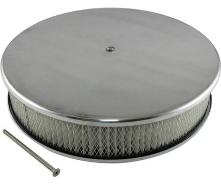 Chevy Air Cleaner, Round Smooth Polished Aluminum, 14 X 3