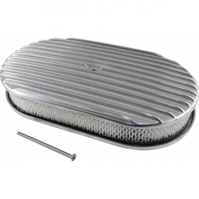 Air Cleaner, Oval Full Finned Polished Aluminum, 15
