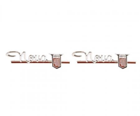 Trim Parts 62 Nova Rear Quarter Emblem, Nova 400, Pair 3015