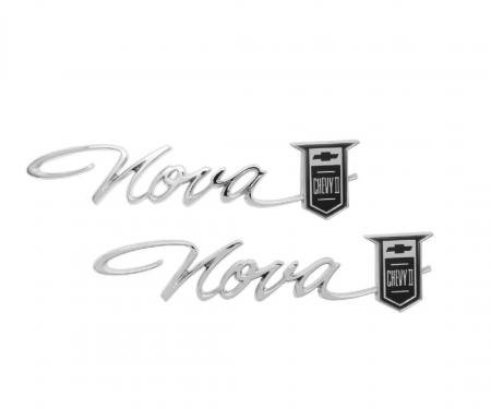 Trim Parts 65 Chevy II and Nova Rear Quarter Emblem, Nova Chevy II, Pair 3030