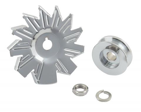 Mr. Gasket Chrome Alternator Fan & Pulley, Chrome 6808