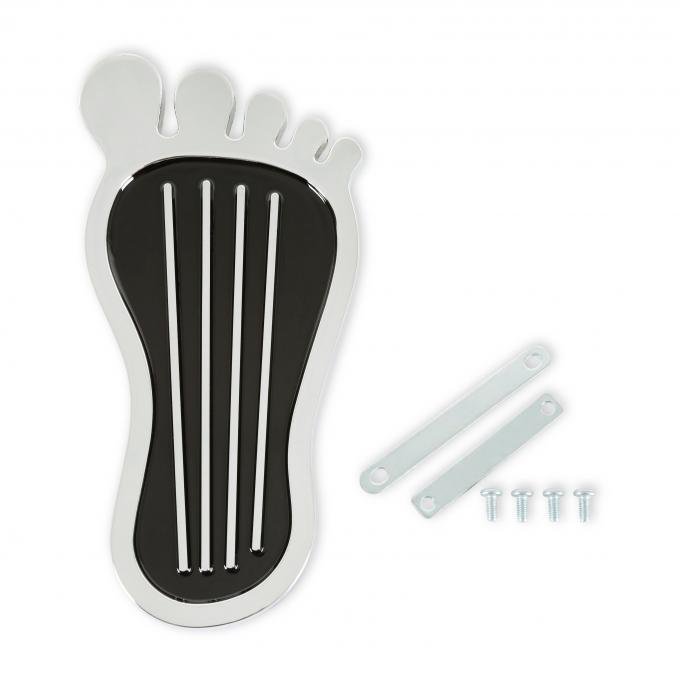 Mr. Gasket Foot Print Gas Pedal Pad, Aluminum, Chrome & Painted Black Trim 9645