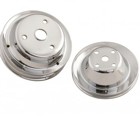 Mr. Gasket Chrome Pulley Set, Single Groove Upper, Double Groove Lower 4962