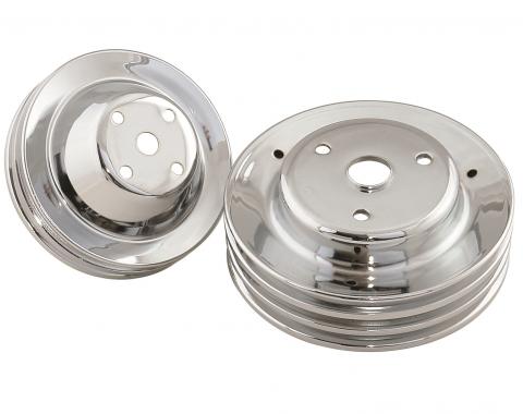 Mr. Gasket Chrome Pulley Set, Double Groove Upper, Triple Groove Lower 4963