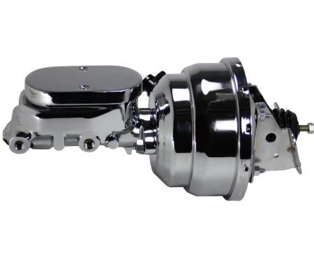 Leed Brakes 8 inch dual power booster, 1-1/8 inch bore flat top master (Chrome) 2N6