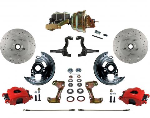 Leed Brakes Power Front Kit with Drilled Rotors and Red Powder Coated Calipers RFC1002-M1A1X