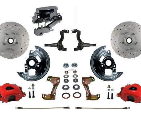 Leed Brakes Manual Front Kit with Drilled Rotors and Red Powder Coated Calipers RFC1002-FA1X