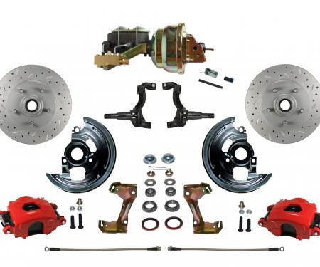 Leed Brakes Power Front Kit with Drilled Rotors and Red Powder Coated Calipers RFC1002-M1A1X