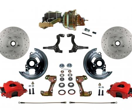 Leed Brakes Power Front Kit with Drilled Rotors and Red Powder Coated Calipers RFC1002-M1A1X