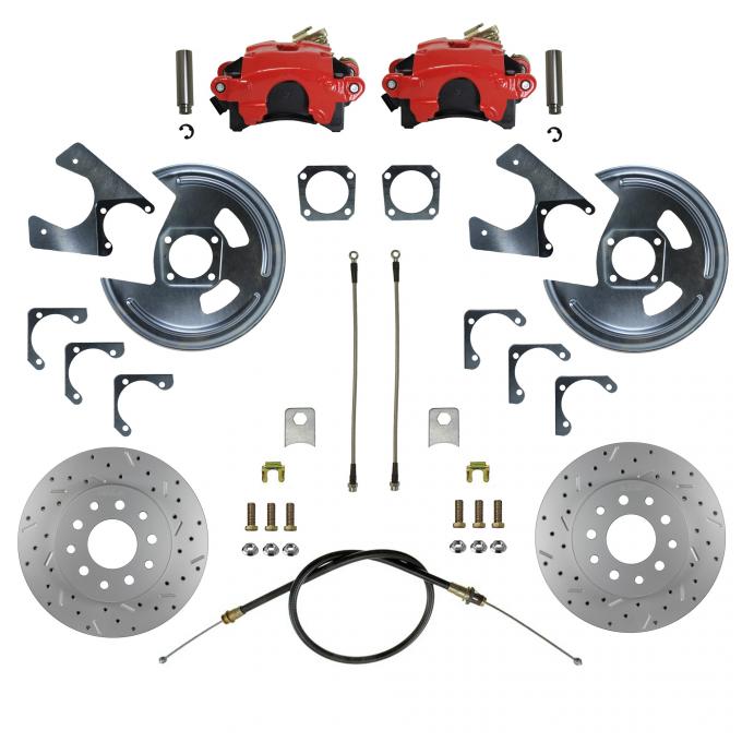 Leed Brakes Rear Disc Brake Kit with Drilled Rotors and Red Powder Coated Calipers RRC1002X