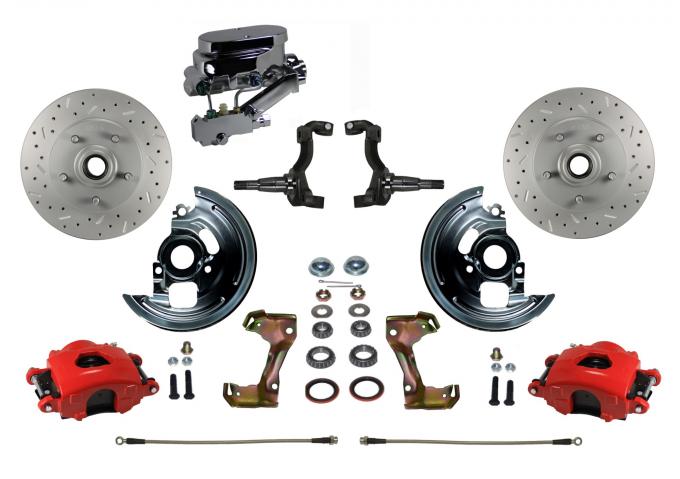 Leed Brakes Manual Front Kit with Drilled Rotors and Red Powder Coated Calipers RFC1002-FA1X