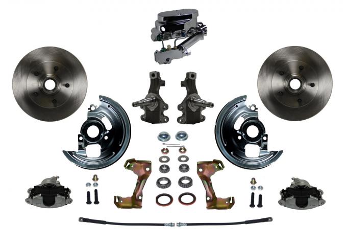 Leed Brakes 1962-1967 Chevrolet Chevy II Manual 2" Drop Spindle Kit with Plain Rotors and Zinc Plated Calipers FC1007-FA3