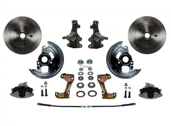 Leed Brakes 1962-1967 Chevrolet Chevy II 2" Drop Spindle Kit with Plain Rotors and Zinc Plated Calipers FC1007SM