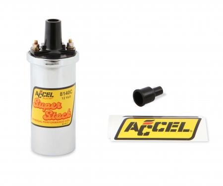 Accel Ignition Coil, Chrome, 42000v 1.4 Ohm Primary, Points, Good Up to 6500 RPM 8140C