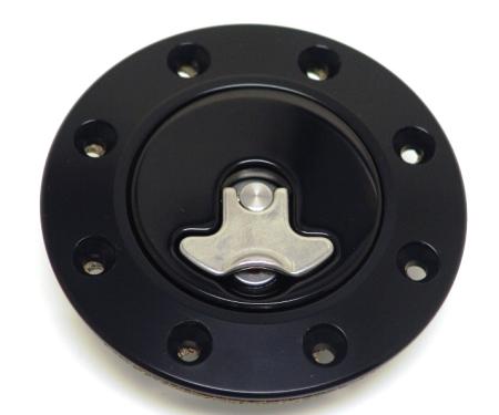 Ridetech Billet aluminum gas cap for 1962-1967 Nova, locking, anodized Black 81000040