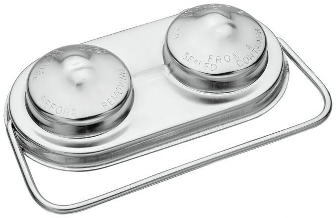 Redline Restomotive Brake Master Cylinder Cover, Power Or Manual, 5" x 2-3/8", Chrome