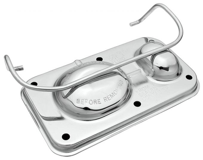 Redline Restomotive Brake Master Cylinder Cover, Power Or Manual, 5-5/8" x 3", Chrome