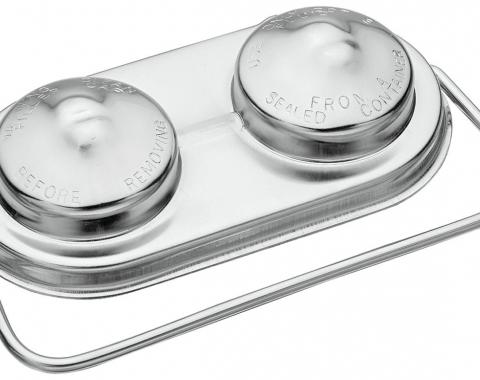 Redline Restomotive Brake Master Cylinder Cover, Power Or Manual, 5" x 2-3/8", Chrome