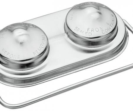 Redline Restomotive Brake Master Cylinder Cover, Power Or Manual, 5" x 2-3/8", Chrome