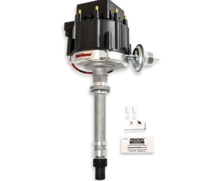 Pertronix Street Strip HEI Distributor for Chevy Small Block/Big Block Engines, 6.9A 4-Pin HEI Module / Cast Finish / Black Cap D1000