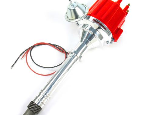 Pertronix Billet Distributor for Chevy Small Block/Big Block Engines (Ignitor II) with Vacuum/Mechanical Advance, Red / Male D100711