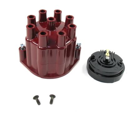 Pertronix Replacement Cap and Rotor Kit for 8 Cylinder Billet Distributors, Red / Female (Service Part Only) D600701